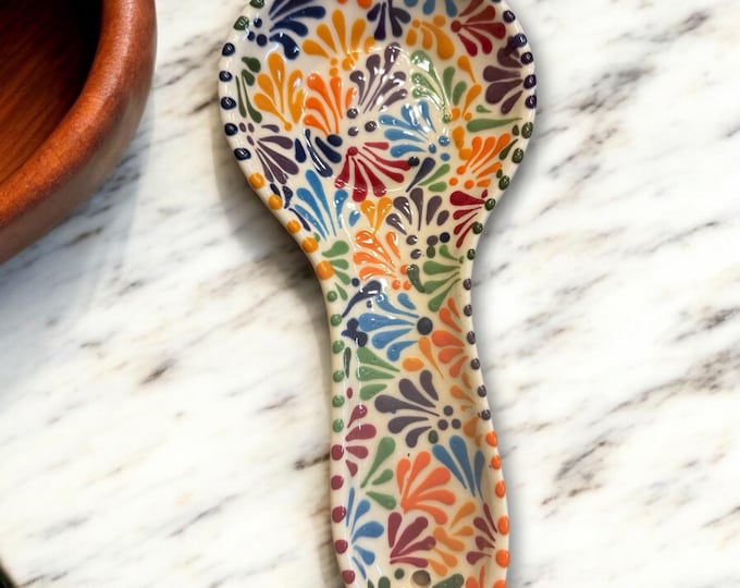 Talavera Ceramic Talavera Spoon Rest / Traditional Mexican Kitchenware and Utensils by Latin Nomad.