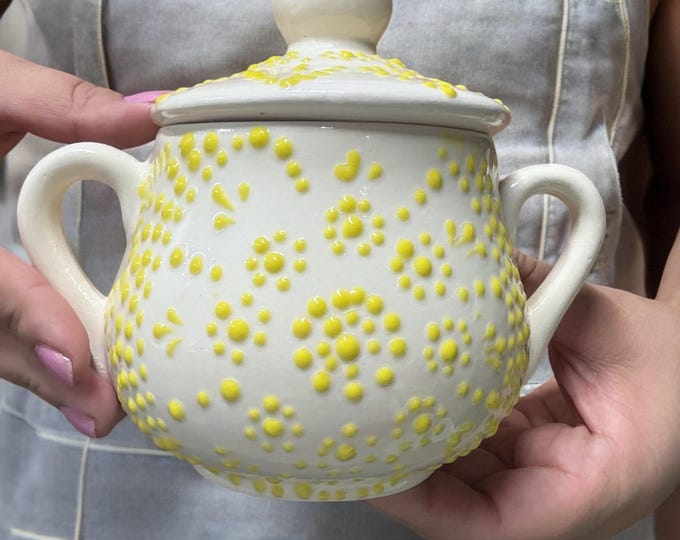 Ceramic Sugar-Coffee Container / Yellow Mandala Kitchenware and Utensils by Latin Nomad.