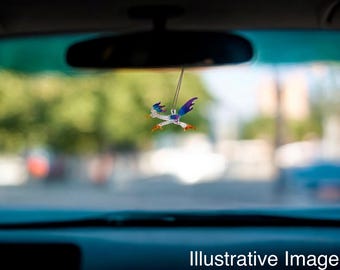 Roadrunner Bird handblown glass art, rear-view mirror car accessories