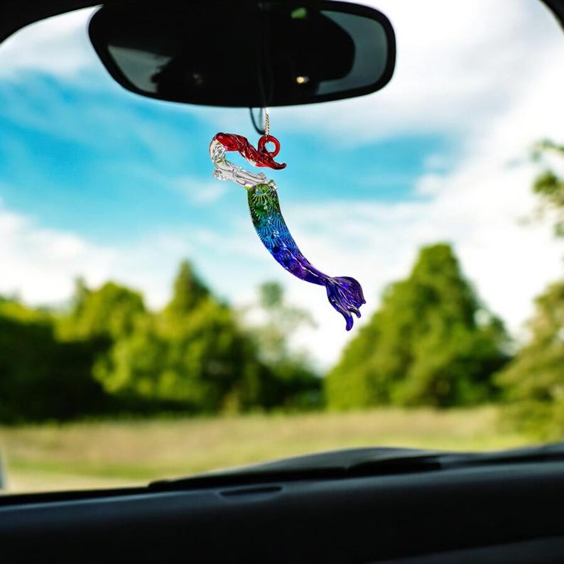 Mermaid Handblown Glass Art, Rear-view Mirror Car Accessories - Etsy