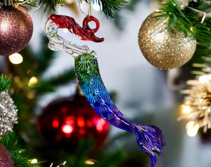 Mermaid handblown glass art Christmas Ornaments Set of 10 pcs.