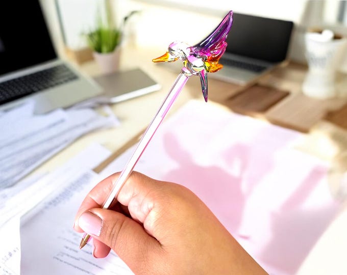 Rainbow Hummingbird Glass Pen