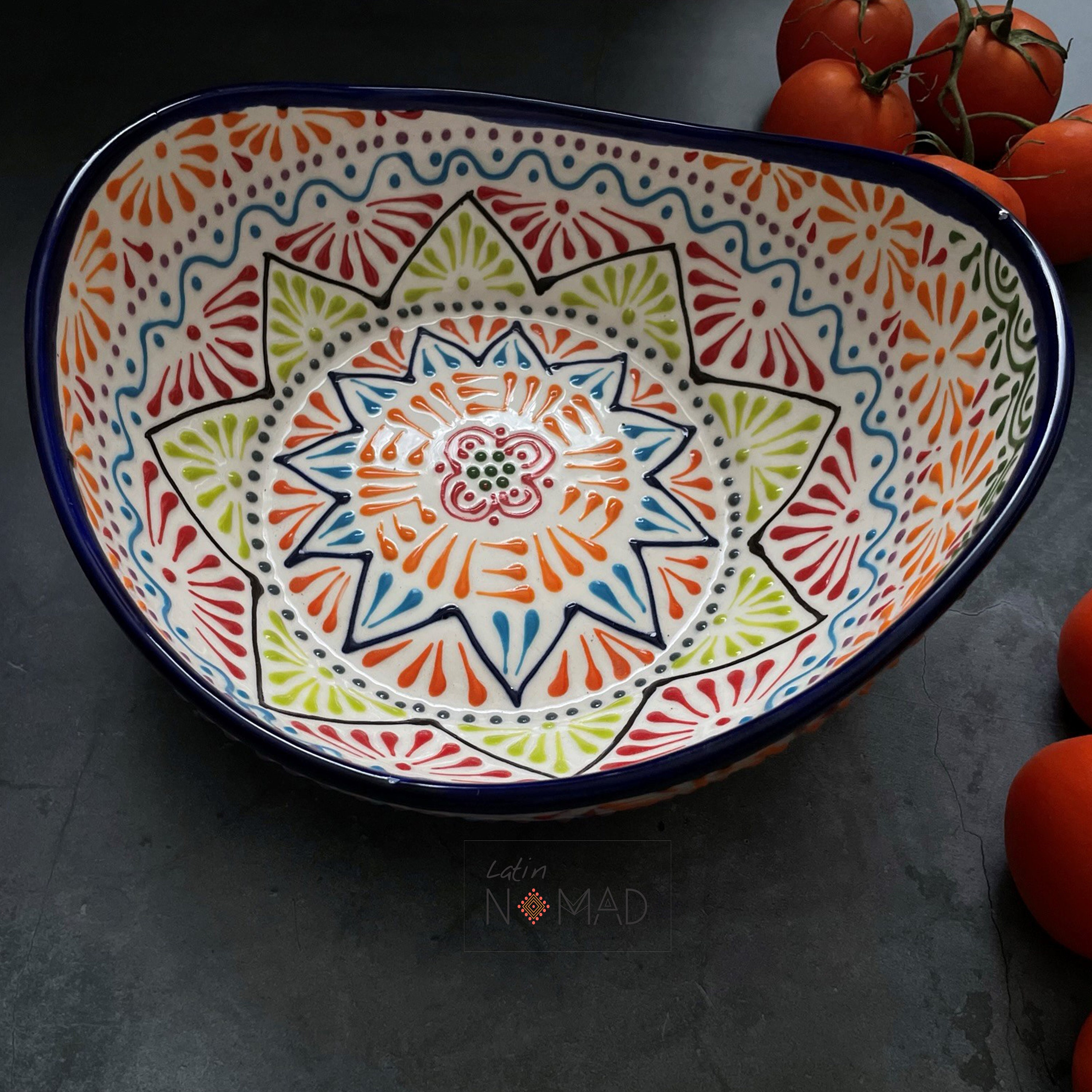 Camila Bowl by Latin Nomad,Multicolored Modern Mexican Ceramic Talavera