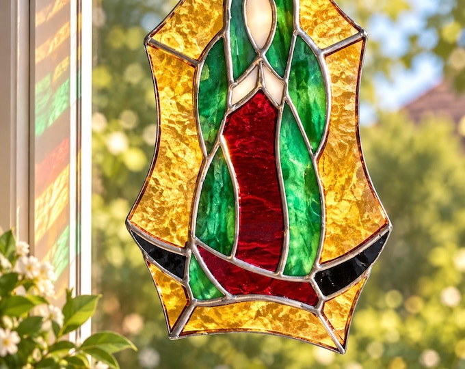 Guadalupe Virgin, Virgen de Guadalupe Stained Glass Window Suncatcher Garden and Patio Decor