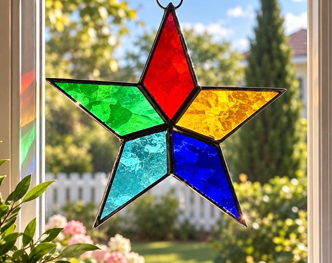 Star Multicolor Stained Glass Window Suncatcher