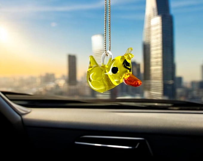 NEW STYLE Rubber Duck handblown glass art, rear-view mirror car accessories