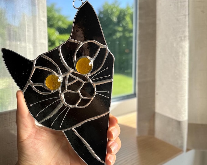 Stained Glass Gossipy Cat Window Suncatcher