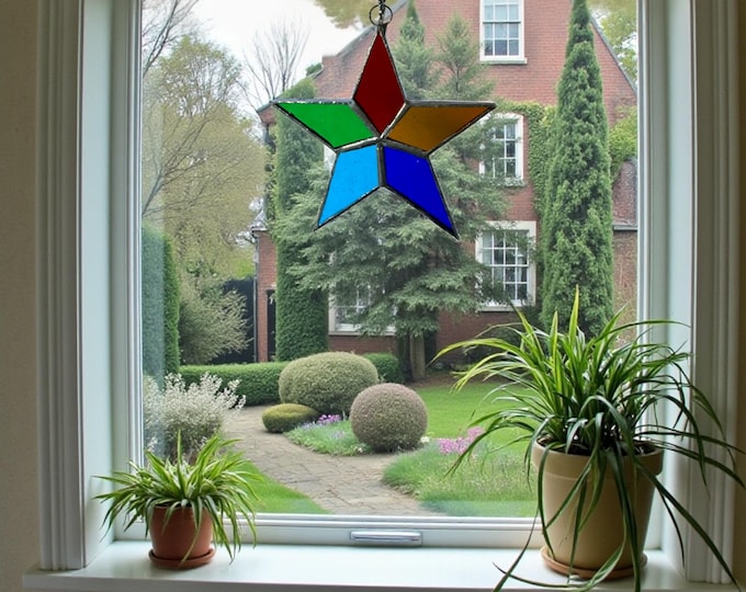 Star Multicolor Stained Glass Window Suncatcher