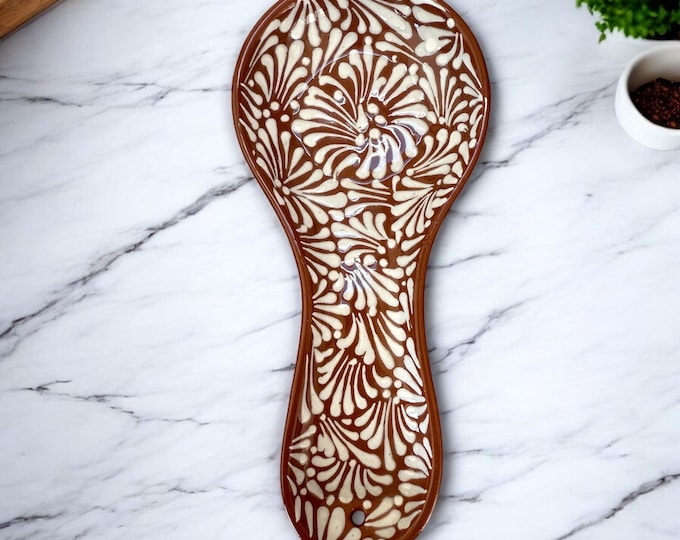 Terracotta Ceramic Talavera Spoon Rest / Traditional Mexican Kitchenware and Utensils by Latin Nomad.
