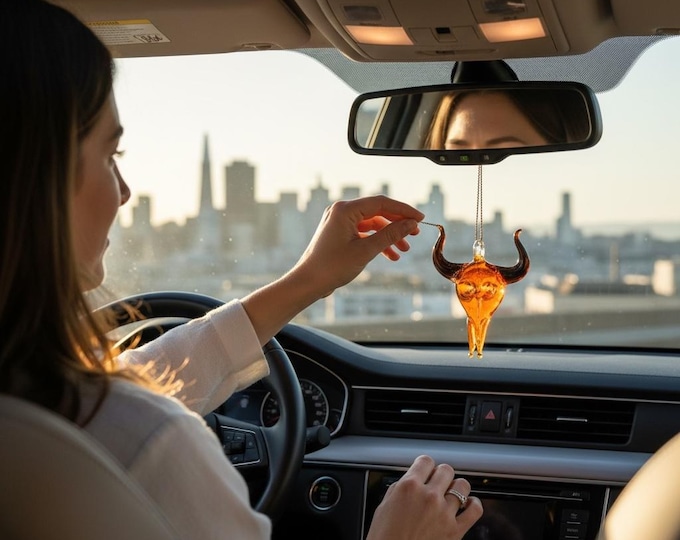 Bull's Skull handblown. Rear-view Mirror Car Accessories