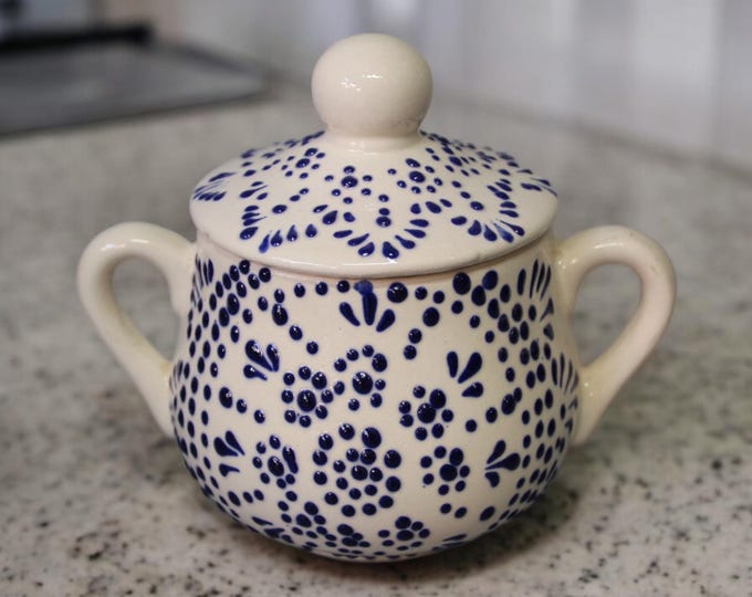 Ceramic Sugar-Coffee Container / Dark Blue Mandala Kitchenware and Utensils by Latin Nomad.