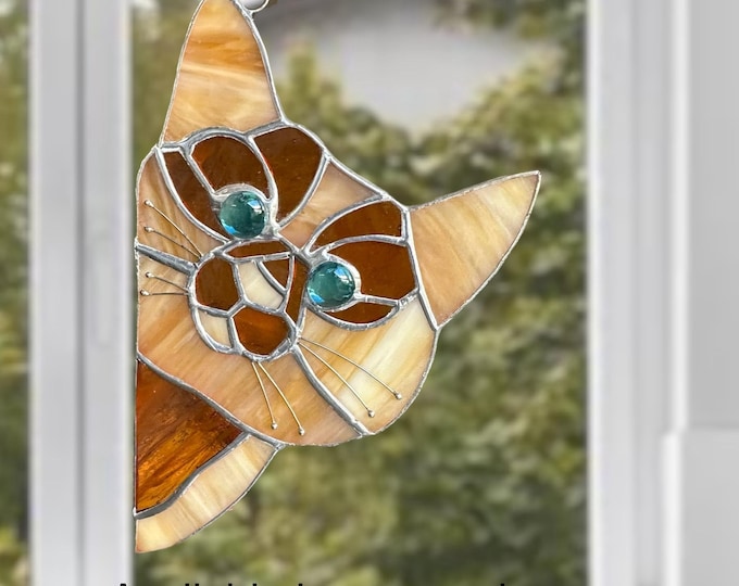 Stained Glass Gossipy Cat Window Suncatcher