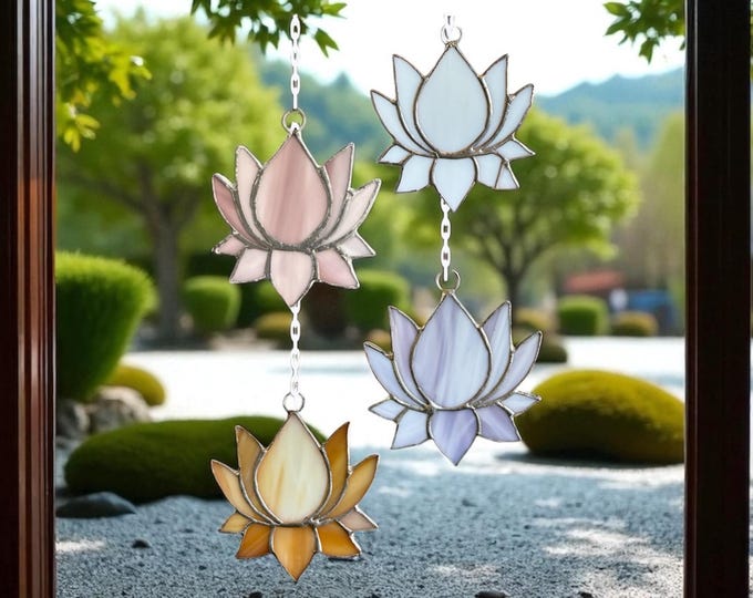 Stained Glass Lotus Flower Window Suncatcher