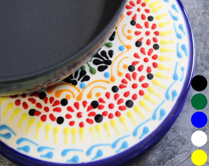 Ceramic Talavera Trivet / Traditional Multicolored Confetti Mexican Kitchen Utensils by Latin Nomad.