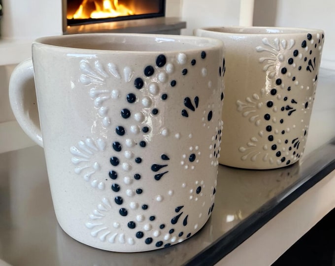 2 pcs Ceramic Talavera Coffee Mug / Traditional Mexican Kitchenware and Utensils by Latin Nomad.