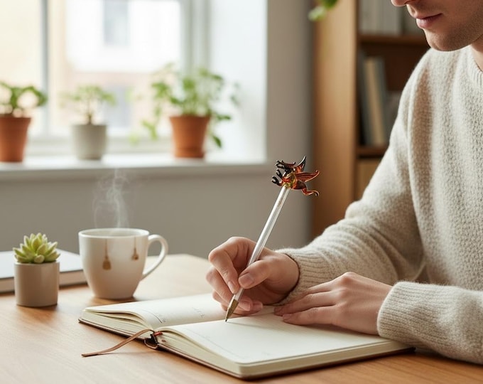 Red and Black Dragon Glass Pen