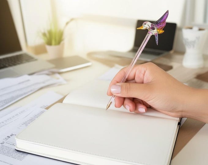 Rainbow Hummingbird Glass Pen