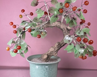 Gran árbol bonsái de cristal antiguo