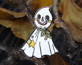 SECONDS Ghost Enamel Pin Halloween Lapel Pin Sheet Ghost Retro Halloween Autumn Fall Cartoon Vintage Halloween Enamel Pin Spooky Ghost