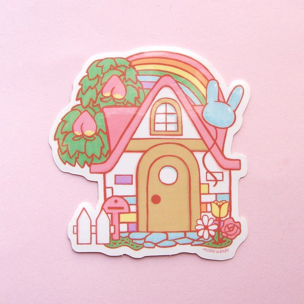 Pastel Animal Crossing Vinyl Sticker video game kawaii hard pin new horizon pastel goth rainbow lapel peach gamer pink acnl