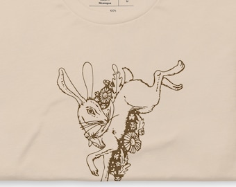 Wild Rabbit Tee +mehr Farben Kurzärmeliges Unisex T-Shirt Cottagecore T-Shirt Waldhase Hase Hase Hexe Natur Wald Shirt