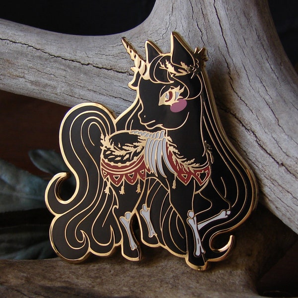 Gothic Pony Pin enamel unicorn pin famine horseman apocalypse medieval fantasy witch goth pin dark fantasy horse little pony witchy