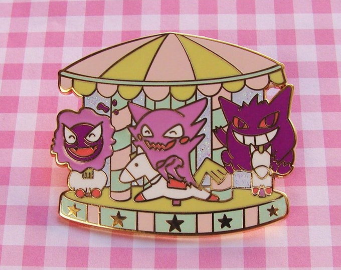 SECONDS Pastel Ghost Pin Ghost Pokemon Carousel Kawaii Enamel Pin Pastel Kawaii Video Game Badge