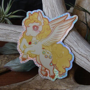 Holo Pegasus Sticker holographic glitter vinyl bumper sticker kawaii greek mythology fantasy little pony carousel horse pastel