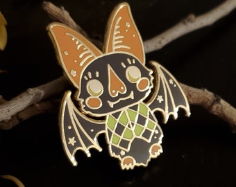 Bat Enamel Pin Halloween vampire bat pin dapper bat retro halloween folk halloween vintage cartoon vintage halloween bat witch goth