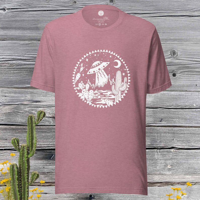 Desert UFO Shirt +colors T-Shirt sci fi alien cactus Arizona Sonoran Desert cryptid cryptozoology space landscape