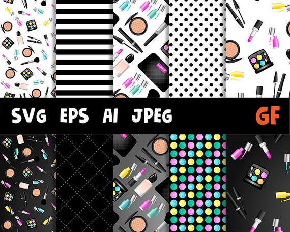 Makeup Digital Paper Pack Vector Background Makeup Etsy