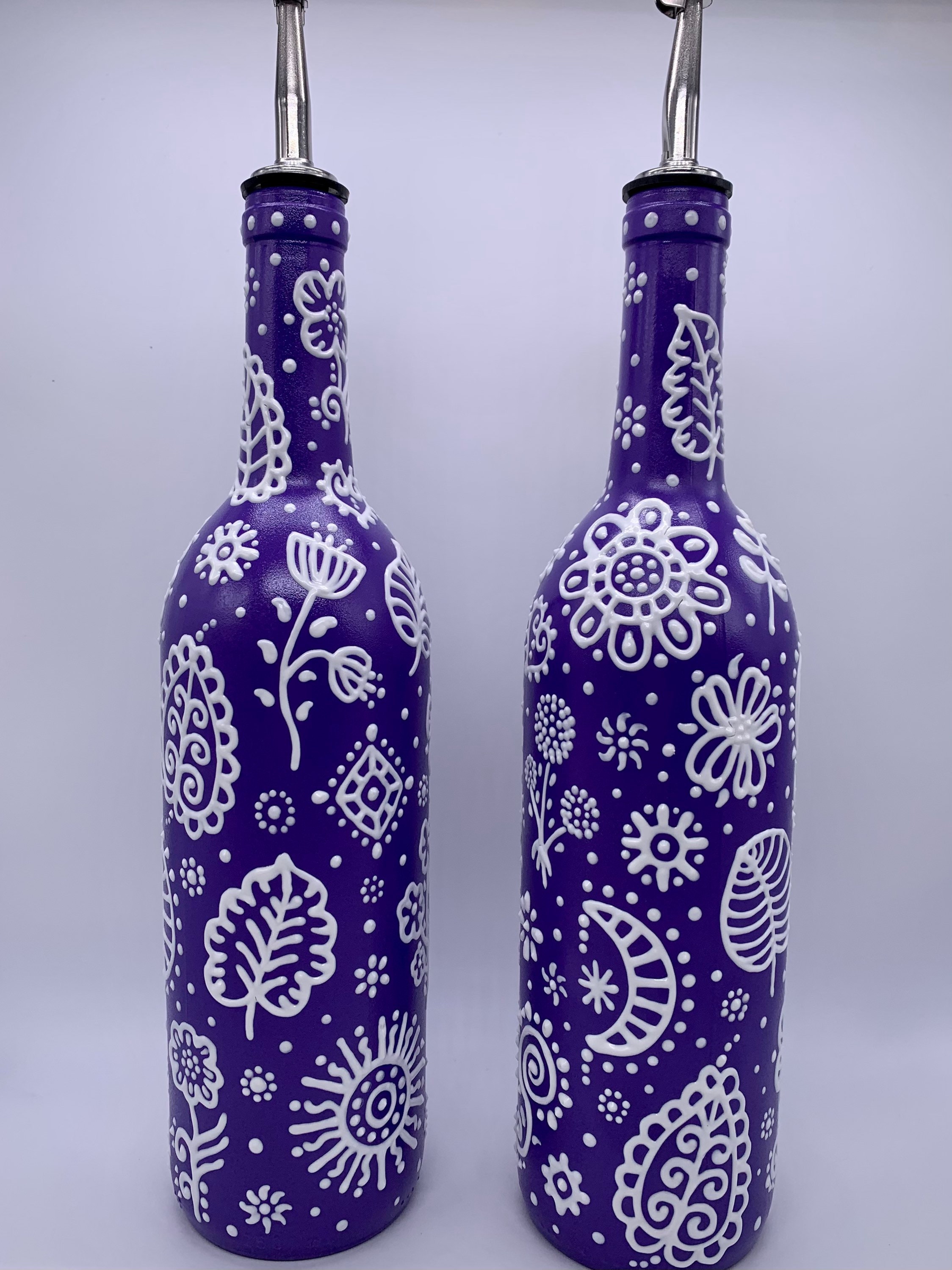 Decorative Olive Oil Bottle With Whimsical Designs Hand Etsy