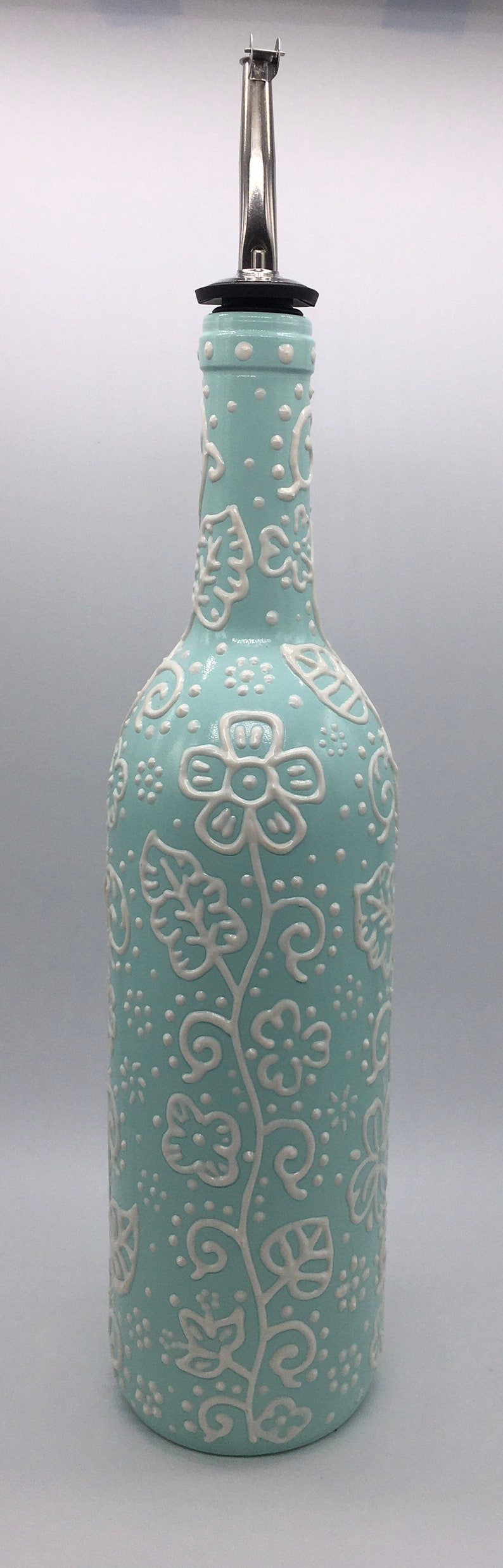 Decorative Olive Oil Dispenser Bottle Hand Painted Bottles Etsy
