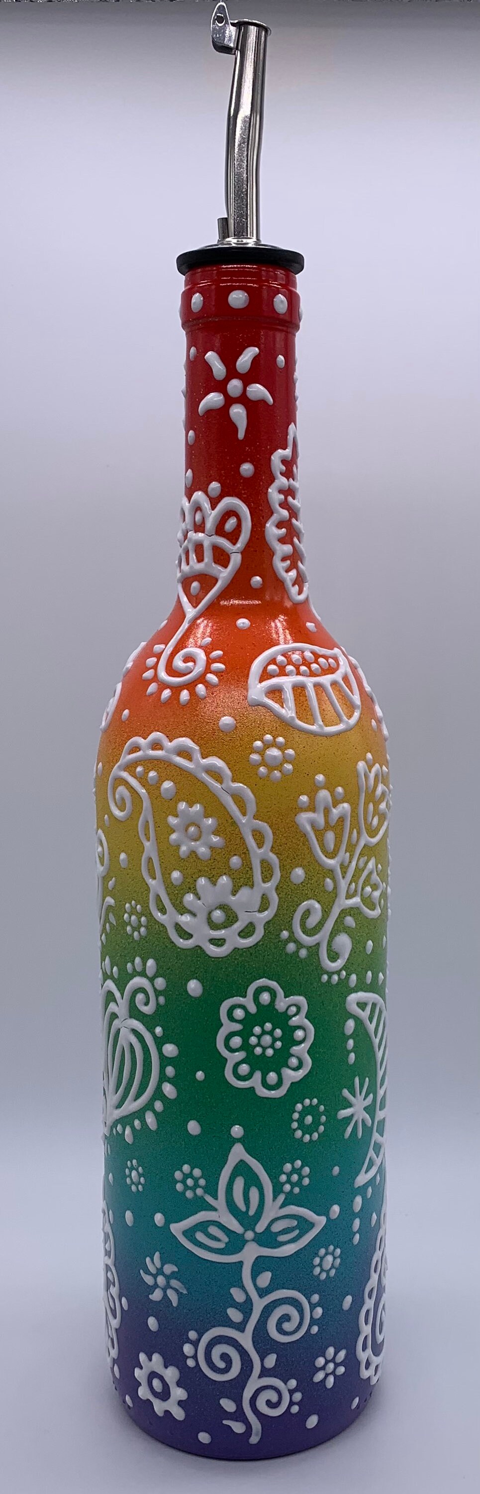 Decorative Olive Oil Bottle With Whimsical Designs Hand Etsy