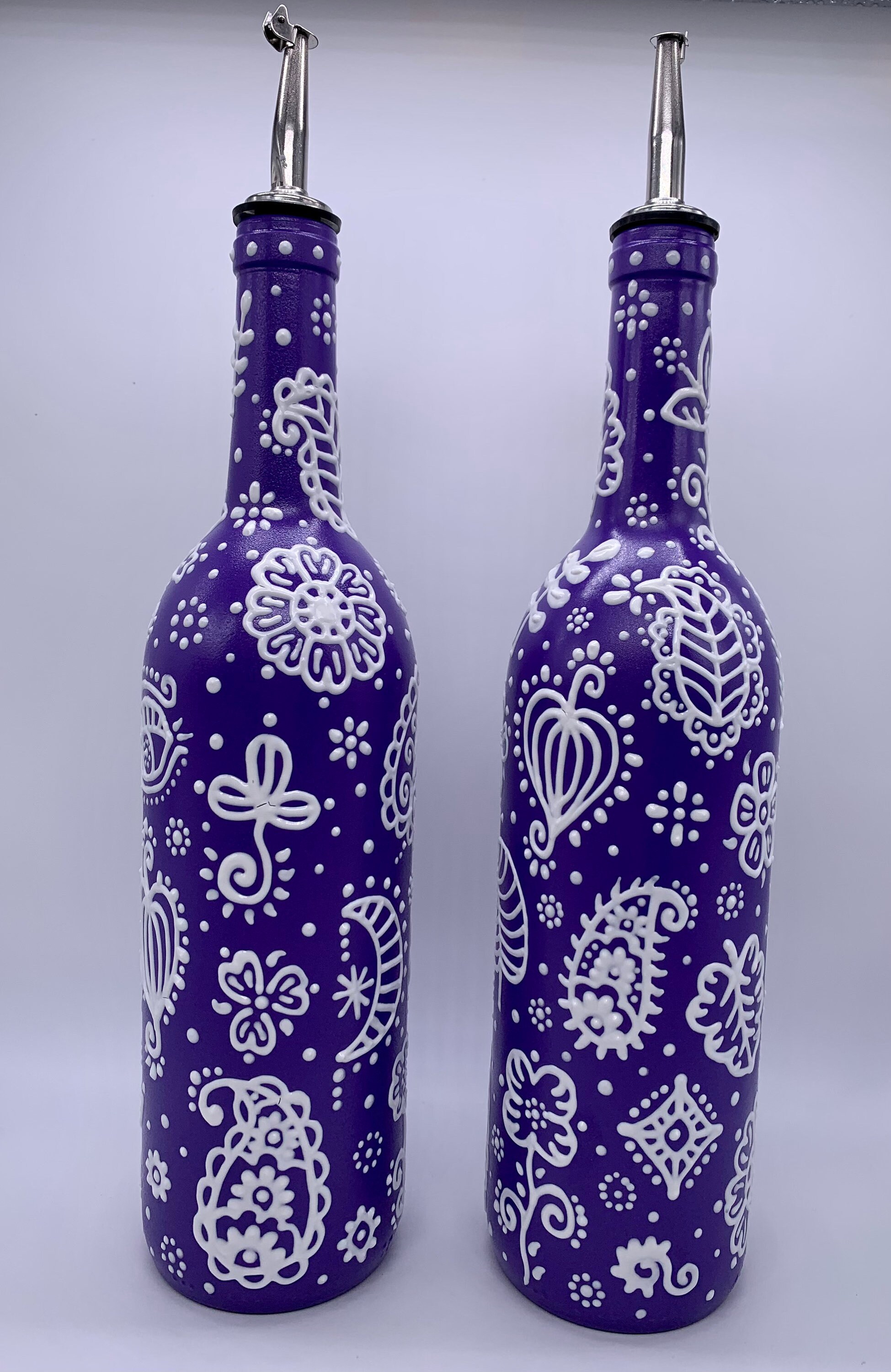 Decorative Olive Oil Bottle With Whimsical Designs Hand Etsy