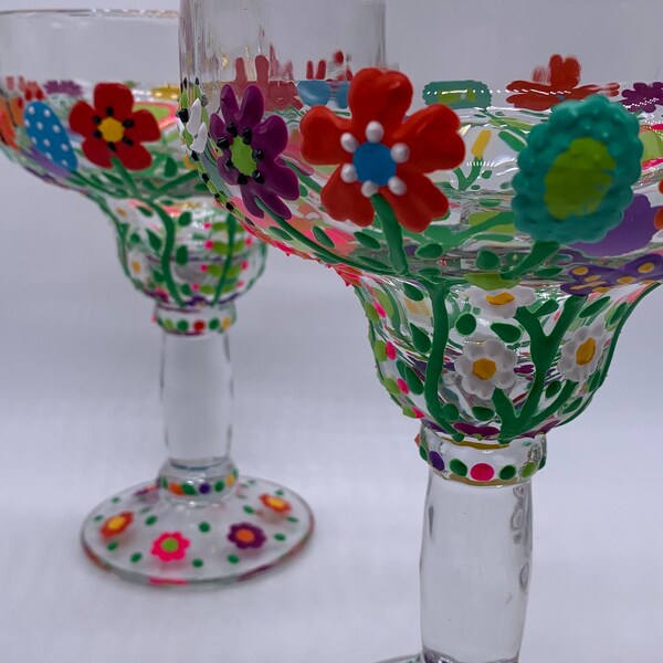 Painted Margarita Glasses Etsy