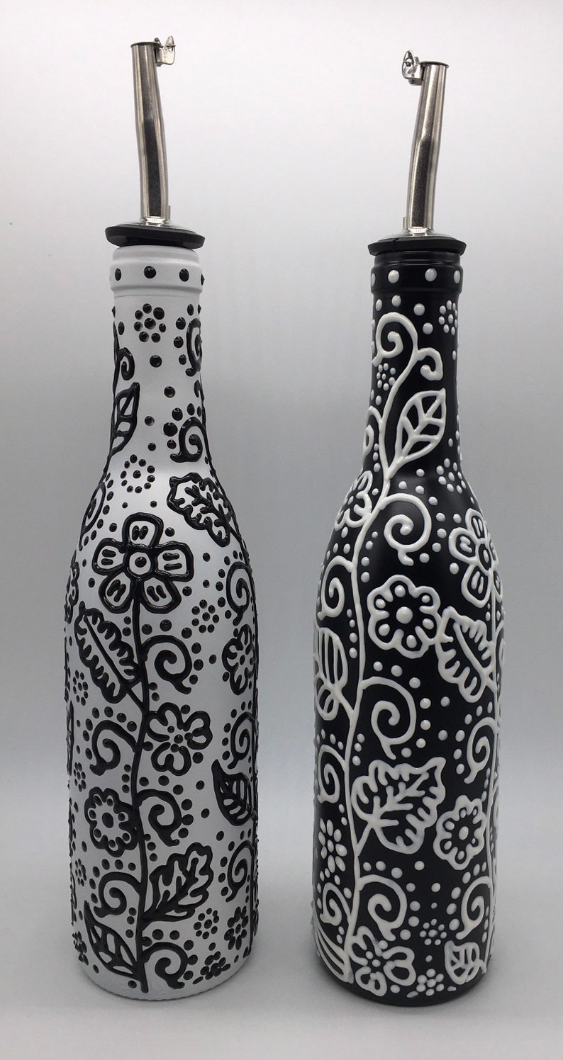 Decorative Olive Oil Dispenser Bottle Hand Painted Bottles Etsy