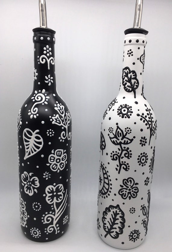 Decorative Olive Oil Bottle with Whimsical Designs Hand Etsy