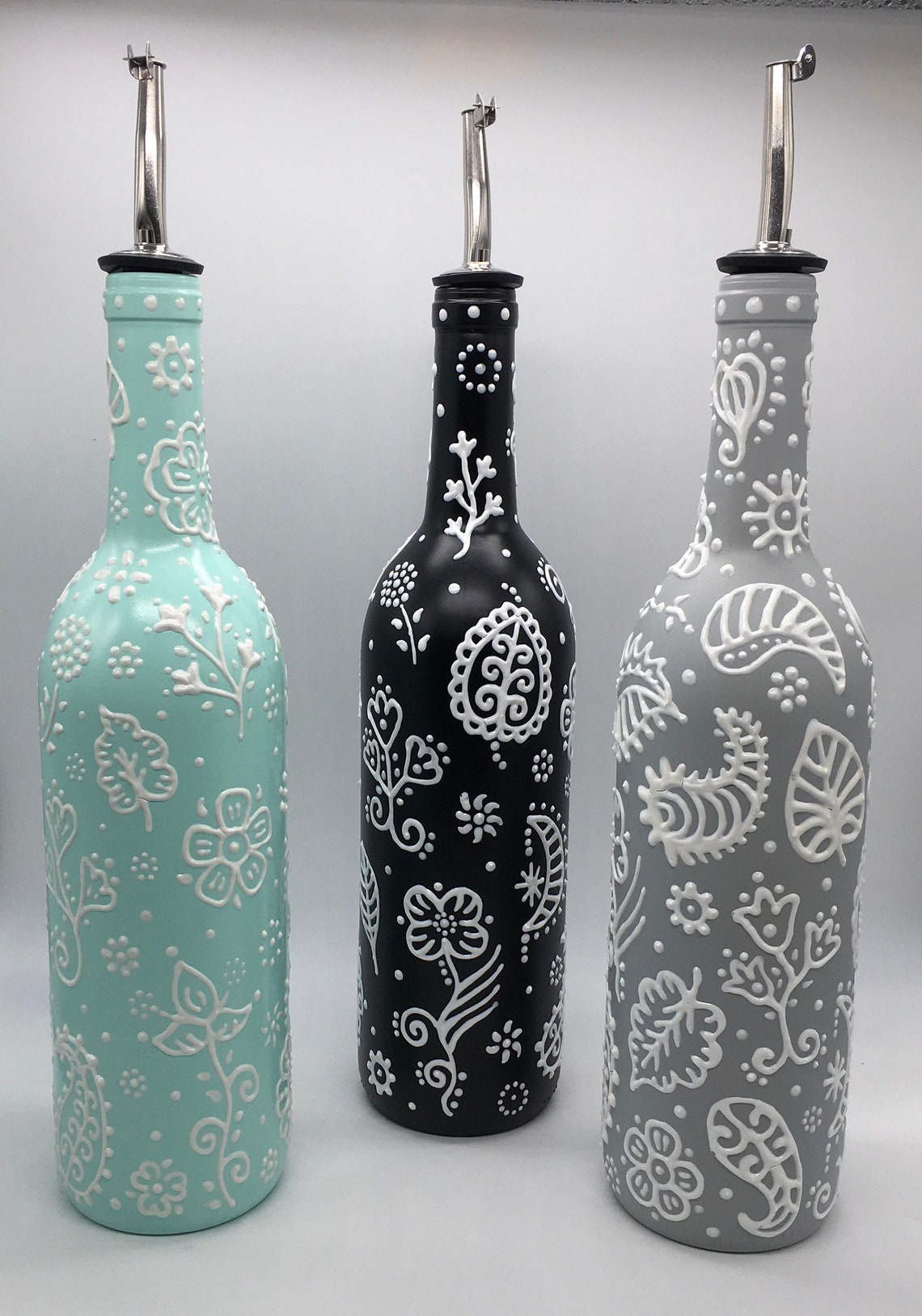 Decorative Olive Oil Bottle With Whimsical Designs Hand Etsy