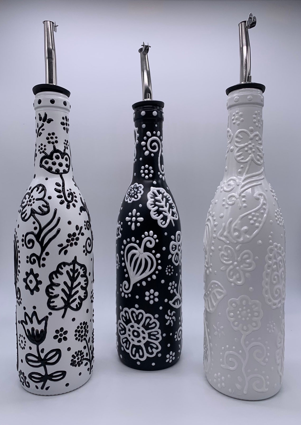 Decorative Olive Oil Dispenser Bottle Hand Painted Bottles Etsy