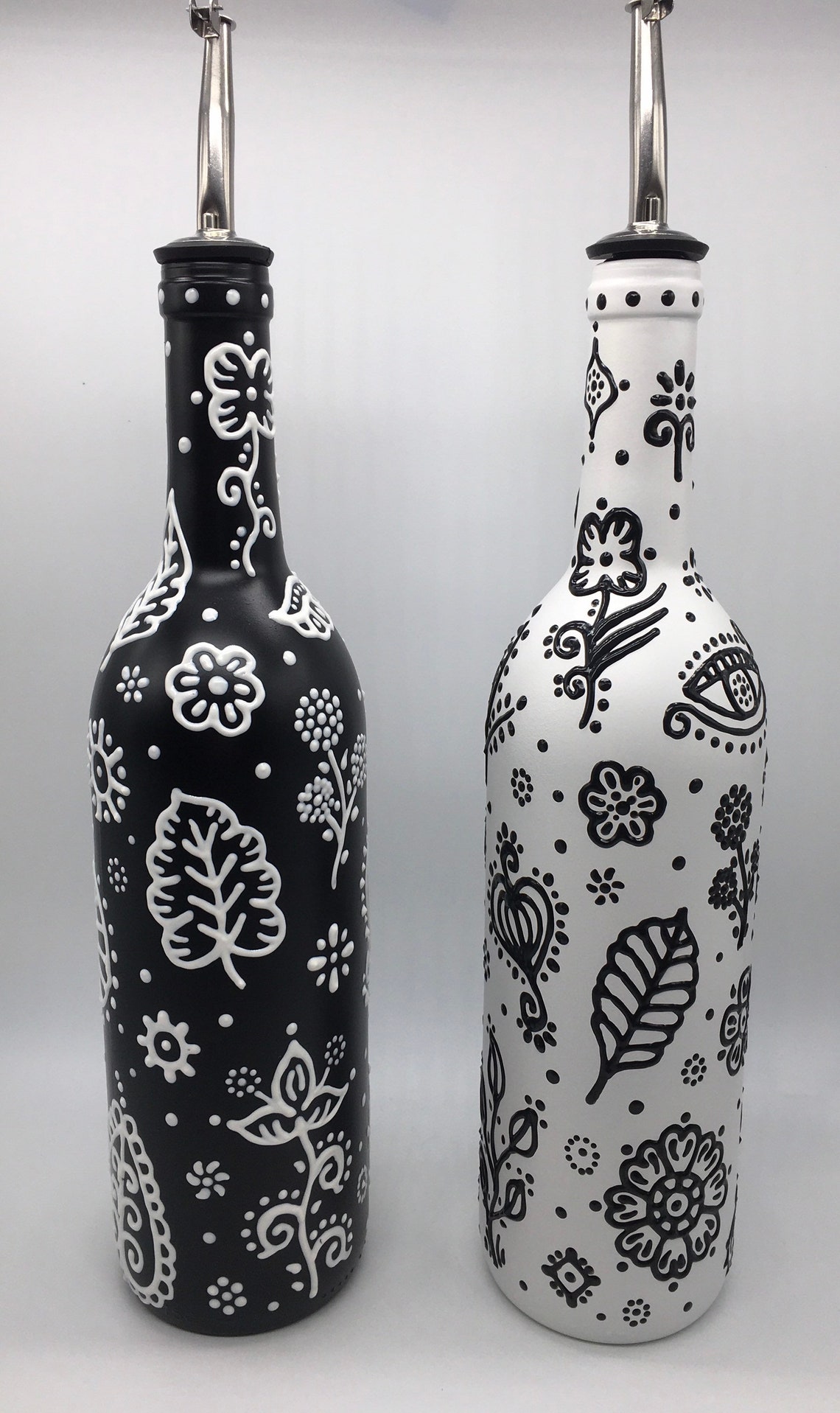 Decorative Olive Oil Bottle With Whimsical Designs Hand Etsy