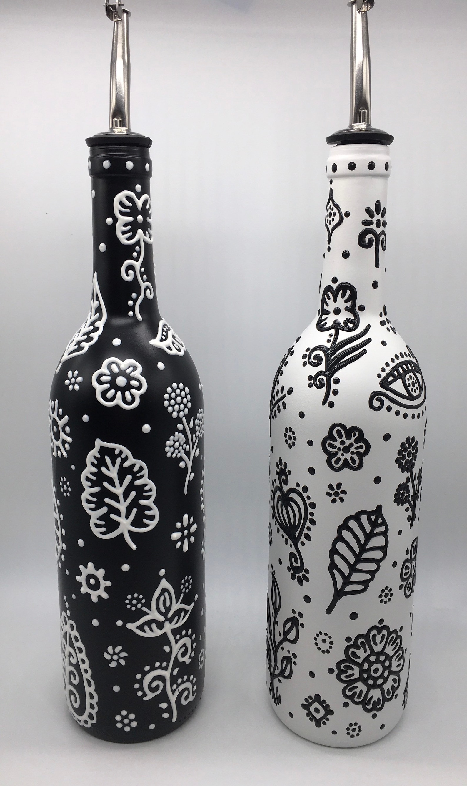 Decorative Olive Oil Bottle With Whimsical Designs Hand Etsy