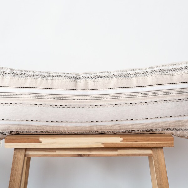 14 x 36 Minna Bed Lumbar Pillow | Farmhouse Decor | Neutral Bed Pillow