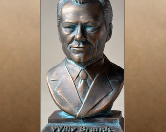 Willy Brandt color bronze bust figure sculpture