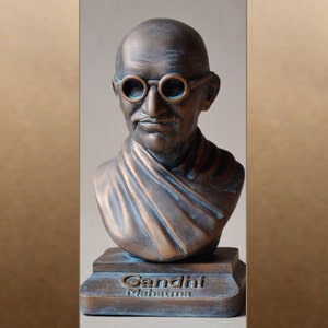 Mahatma Gandhi bronze mettalic effect bust figure sculpture