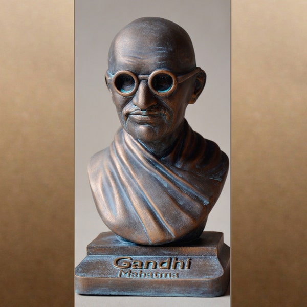 Mahatma Gandhi Bronze Mettalic Effekt Büste Figur Skulptur