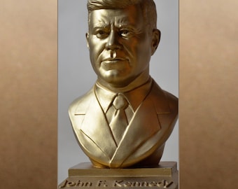 John F Kennedy Farbe Gold Büste Figur Skulptur
