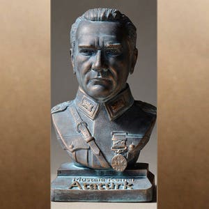 Mustafa Kemal Atatürk color bronze bust figure sculpture