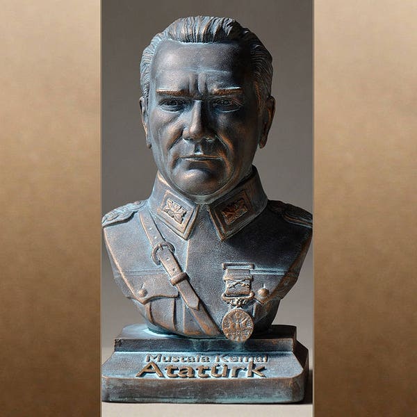 Mustafa Kemal Atatürk couleur bronze buste figure sculpture