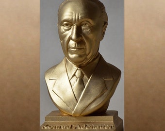 Konrad Adenauer couleur or buste figure sculpture